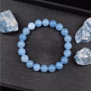Natural Aquamarine Quartz Beads Bracelet💕